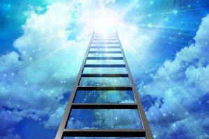 Ladder leads into sky
